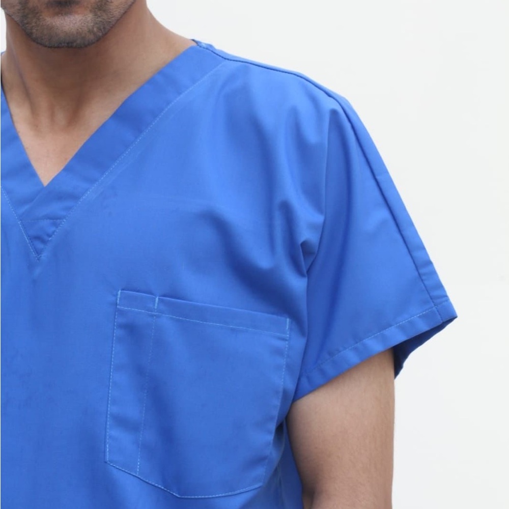 Scrub Set- Top Blue V-Neck and blue pant with pocket, Unisex 4XL